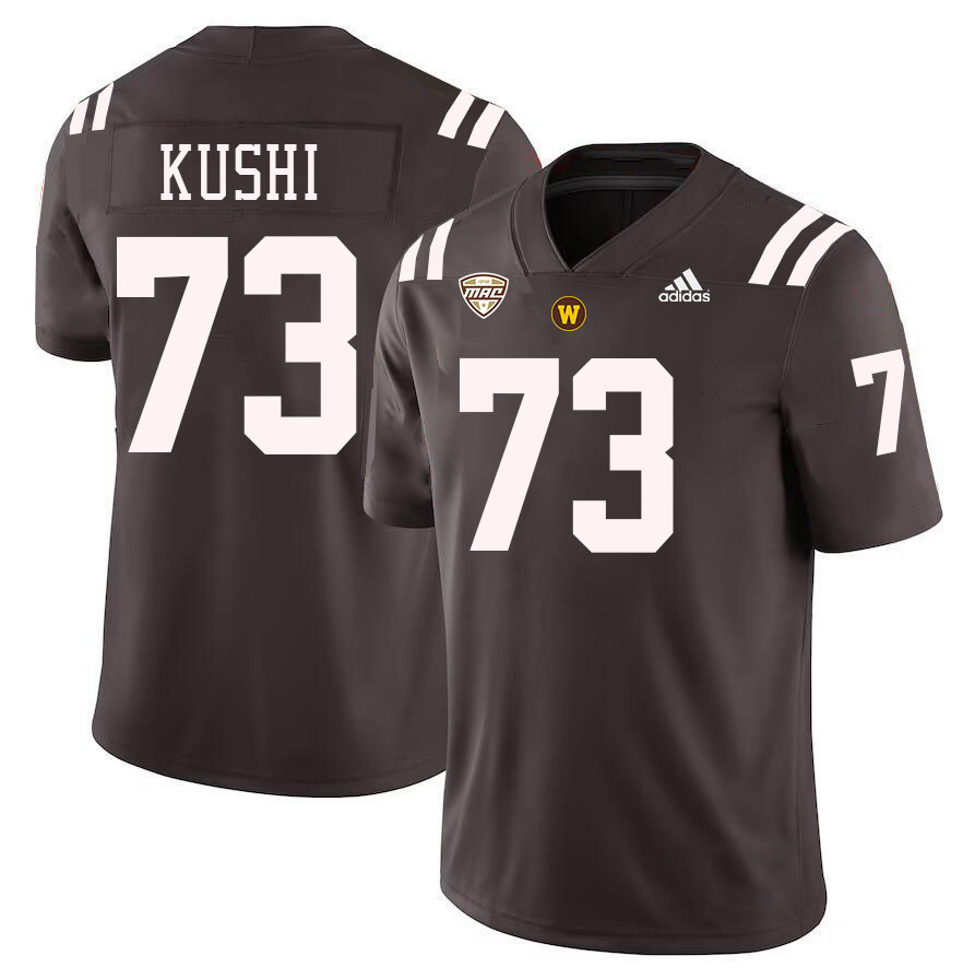 #73 Tedi Kushi Western Michigan Broncos College Football Jerseys Stitched-Brown